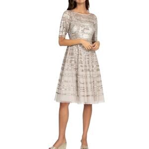 Johnny Was Champagne Beaded Mesh Dress